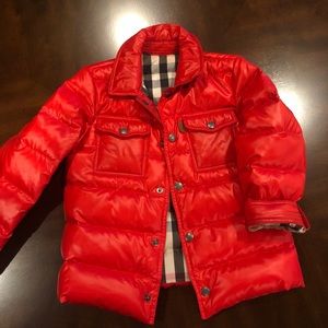 Burberry Kids Red Puffer Coat
